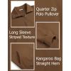 COOFANDY Mens Quarter Zip Pullover Mock Neck Sweatshirt Long Sleeve Sweater Polo Half Zip Pullover with Pocket(Brown)