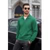 COOFANDY Mens Quarter Zip Pullover Mock Neck Sweatshirt Long Sleeve Sweater Polo Half Zip Pullover with Pocket(Dark Green)