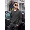 COOFANDY Mens Quarter Zip Pullover Mock Neck Sweatshirt Long Sleeve Sweater Polo Half Zip Pullover with Pocket(Dark Grey)