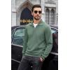 COOFANDY Mens Quarter Zip Pullover Mock Neck Sweatshirt Long Sleeve Sweater Polo Half Zip Pullover with Pocket(Green)