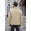 COOFANDY Mens Quarter Zip Pullover Mock Neck Sweatshirt Long Sleeve Sweater Polo Half Zip Pullover with Pocket(Khaki)