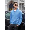 COOFANDY Mens Quarter Zip Pullover Mock Neck Sweatshirt Long Sleeve Sweater Polo Half Zip Pullover with Pocket(Light Blue)