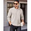 COOFANDY Mens Quarter Zip Pullover Mock Neck Sweatshirt Long Sleeve Sweater Polo Half Zip Pullover with Pocket(Light Khaki)