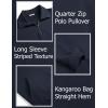 COOFANDY Mens Quarter Zip Pullover Mock Neck Sweatshirt Long Sleeve Sweater Polo Half Zip Pullover with Pocket(Navy Blue)