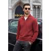 COOFANDY Mens Quarter Zip Pullover Mock Neck Sweatshirt Long Sleeve Sweater Polo Half Zip Pullover with Pocket(Wine Red)