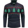 COOFANDY Men’s Quarter Zip Pullover Sweater Casual Zip Up Polo Sweater Knit(Black and Green Christmas Tree)