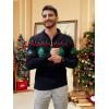 COOFANDY Men’s Quarter Zip Pullover Sweater Casual Zip Up Polo Sweater Knit(Black and Green Christmas Tree)