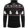 COOFANDY Men’s Quarter Zip Pullover Sweater Casual Zip Up Polo Sweater Knit(Black and White Snowflakes Christmas Tree)