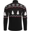 COOFANDY Men’s Quarter Zip Pullover Sweater Casual Zip Up Polo Sweater Knit(Black and White Snowflakes Christmas Tree)