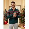 COOFANDY Men’s Quarter Zip Pullover Sweater Casual Zip Up Polo Sweater Knit(Dark Green and Christmas Tree)