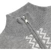 COOFANDY Men’s Quarter Zip Pullover Sweater Casual Zip Up Polo Sweater Knit(Light Grey and White Snowflake)