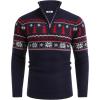 COOFANDY Men’s Quarter Zip Pullover Sweater Casual Zip Up Polo Sweater Knit(Navy Blue and Christmas Tree)