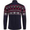 COOFANDY Men’s Quarter Zip Pullover Sweater Casual Zip Up Polo Sweater Knit(Navy Blue and Christmas Tree)