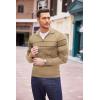 COOFANDY Men’s Quarter Zip Pullover Sweater Casual Zip Up Polo Sweater Knit(Pat13 Khaki)