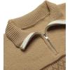 COOFANDY Men’s Quarter Zip Pullover Sweater Casual Zip Up Polo Sweater Knit(Pat13 Khaki)
