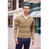 COOFANDY Men’s Quarter Zip Pullover Sweater Casual Zip Up Polo Sweater Knit(Pat13 Khaki)