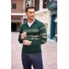 COOFANDY Men’s Quarter Zip Pullover Sweater Casual Zip Up Polo Sweater Knit(Pat14 Green)