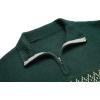 COOFANDY Men’s Quarter Zip Pullover Sweater Casual Zip Up Polo Sweater Knit(Pat14 Green)
