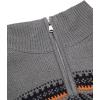 COOFANDY Men’s Quarter Zip Pullover Sweater Casual Zip Up Polo Sweater Knit(Pat4 Grey)