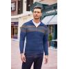 COOFANDY Men’s Quarter Zip Pullover Sweater Casual Zip Up Polo Sweater Knit(Pat9 Royal Blue)
