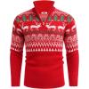 COOFANDY Men’s Quarter Zip Pullover Sweater Casual Zip Up Polo Sweater Knit(Red Deer)