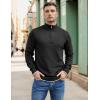 COOFANDY Men’s Quarter Zip Up Pullover Slim Fit Lightweight Mock Neck Long Sleeve Sweaters(Black)