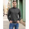 COOFANDY Men’s Quarter Zip Up Pullover Slim Fit Lightweight Mock Neck Long Sleeve Sweaters(Dark Gray)