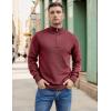 COOFANDY Men’s Quarter Zip Up Pullover Slim Fit Lightweight Mock Neck Long Sleeve Sweaters(Dark Red)