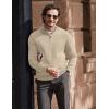 COOFANDY Men’s Quarter Zip Up Pullover Slim Fit Lightweight Mock Neck Long Sleeve Sweaters(Khaki)