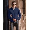 COOFANDY Men’s Quarter Zip Up Pullover Slim Fit Lightweight Mock Neck Long Sleeve Sweaters(Navy Blue)
