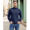 COOFANDY Men’s Quarter Zip Up Pullover Slim Fit Lightweight Mock Neck Long Sleeve Sweaters(Navy Blue)