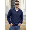 COOFANDY Men’s Quarter Zip Up Pullover Slim Fit Lightweight Mock Neck Long Sleeve Sweaters(Navy Blue)