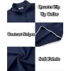COOFANDY Men’s Quarter Zip Up Pullover Slim Fit Lightweight Mock Neck Long Sleeve Sweaters(Navy Blue)