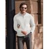 COOFANDY Men’s Quarter Zip Up Pullover Slim Fit Lightweight Mock Neck Long Sleeve Sweaters(White)