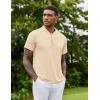 COOFANDY Men’s Quick Dry Golf Polo Shirts Short Sleeve Henley Shirt Active Athletic Collarless Sports T Shirts(Beige)