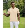 COOFANDY Men’s Quick Dry Golf Polo Shirts Short Sleeve Henley Shirt Active Athletic Collarless Sports T Shirts(Beige)