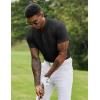 COOFANDY Men’s Quick Dry Golf Polo Shirts Short Sleeve Henley Shirt Active Athletic Collarless Sports T Shirts(Black1)