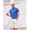 COOFANDY Men’s Quick Dry Golf Polo Shirts Short Sleeve Henley Shirt Active Athletic Collarless Sports T Shirts(Blue)