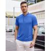 COOFANDY Men’s Quick Dry Golf Polo Shirts Short Sleeve Henley Shirt Active Athletic Collarless Sports T Shirts(Blue)