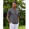 COOFANDY Men’s Quick Dry Golf Polo Shirts Short Sleeve Henley Shirt Active Athletic Collarless Sports T Shirts(Dark Grey1)