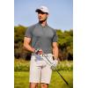 COOFANDY Men’s Quick Dry Golf Polo Shirts Short Sleeve Henley Shirt Active Athletic Collarless Sports T Shirts(Grey)