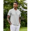 COOFANDY Men’s Quick Dry Golf Polo Shirts Short Sleeve Henley Shirt Active Athletic Collarless Sports T Shirts(Light Grey)