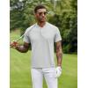 COOFANDY Men’s Quick Dry Golf Polo Shirts Short Sleeve Henley Shirt Active Athletic Collarless Sports T Shirts(Light Grey)