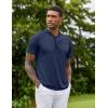 COOFANDY Men’s Quick Dry Golf Polo Shirts Short Sleeve Henley Shirt Active Athletic Collarless Sports T Shirts(Mightnight Blue)