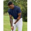 COOFANDY Men’s Quick Dry Golf Polo Shirts Short Sleeve Henley Shirt Active Athletic Collarless Sports T Shirts(Mightnight Blue)