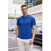 COOFANDY Men’s Quick Dry Golf Polo Shirts Short Sleeve Henley Shirt Active Athletic Collarless Sports T Shirts(Royal Blue)