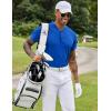 COOFANDY Men’s Quick Dry Golf Polo Shirts Short Sleeve Henley Shirt Active Athletic Collarless Sports T Shirts(Sky Blue)