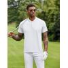 COOFANDY Men’s Quick Dry Golf Polo Shirts Short Sleeve Henley Shirt Active Athletic Collarless Sports T Shirts(White1)