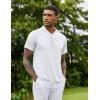 COOFANDY Men’s Quick Dry Golf Polo Shirts Short Sleeve Henley Shirt Active Athletic Collarless Sports T Shirts(White1)