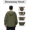 COOFANDY Men’s Rain Jacket Waterproof Packable Raincoat Lightweight Rain Shell Hood Travel Golf Hiking Cycling Zip Pockets(Army Green)